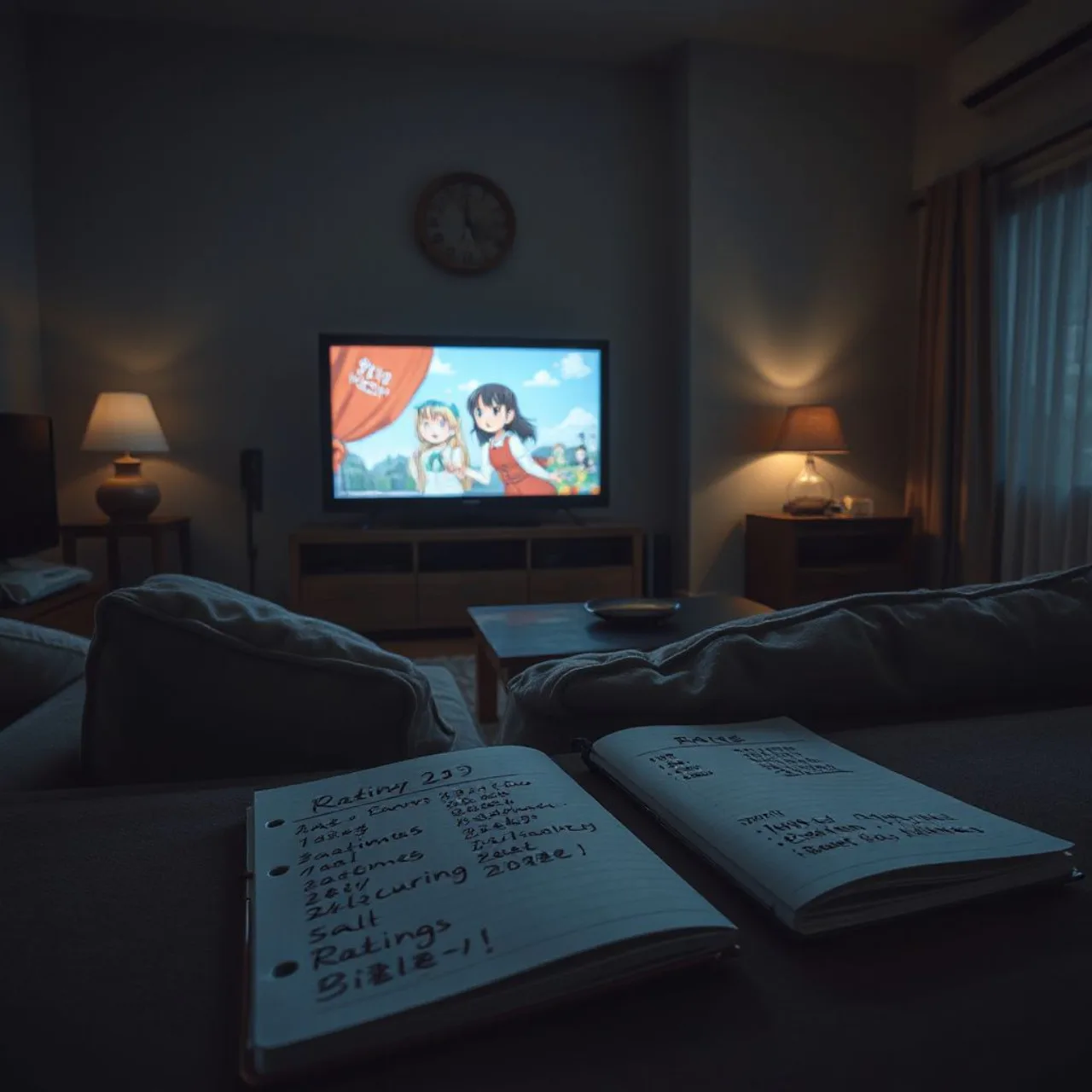Jovem em roupa de ginástica levanta halteres ao lado da TV exibindo Detective Conan, com copo de whey e toalha suada