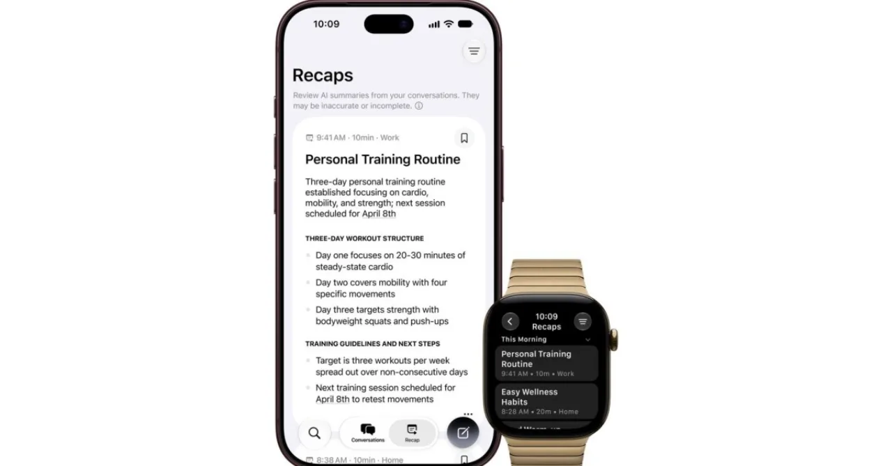 Siri em destaque ao lado do logotipo da Apple, sobre um iPhone Duo com ondas sonoras e um chip de áudio dedicado