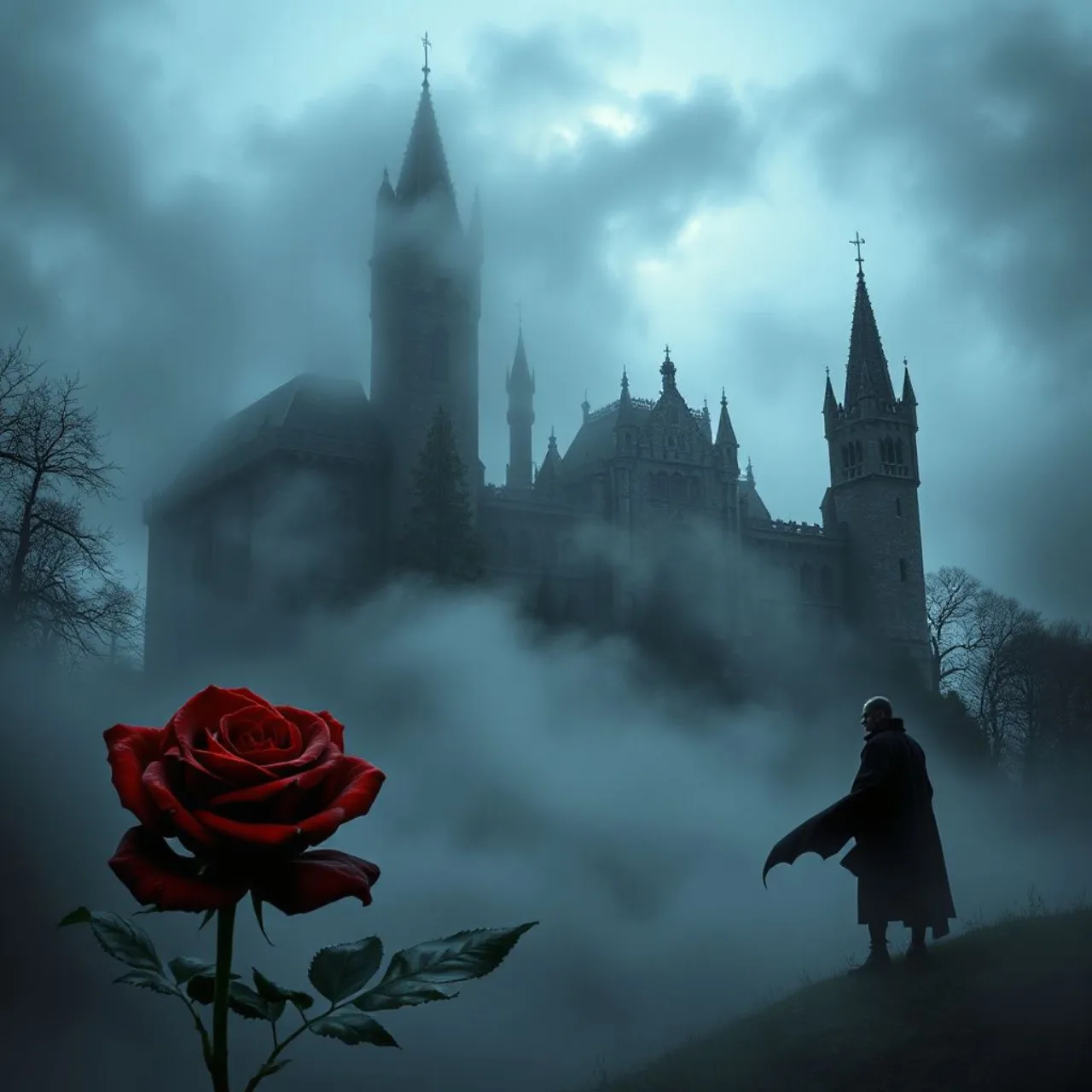 Vampiro de capa preta empunhando lâmina, ao fundo o logo de The Record of a Fallen Vampire e selos ZERO‑G e Liber