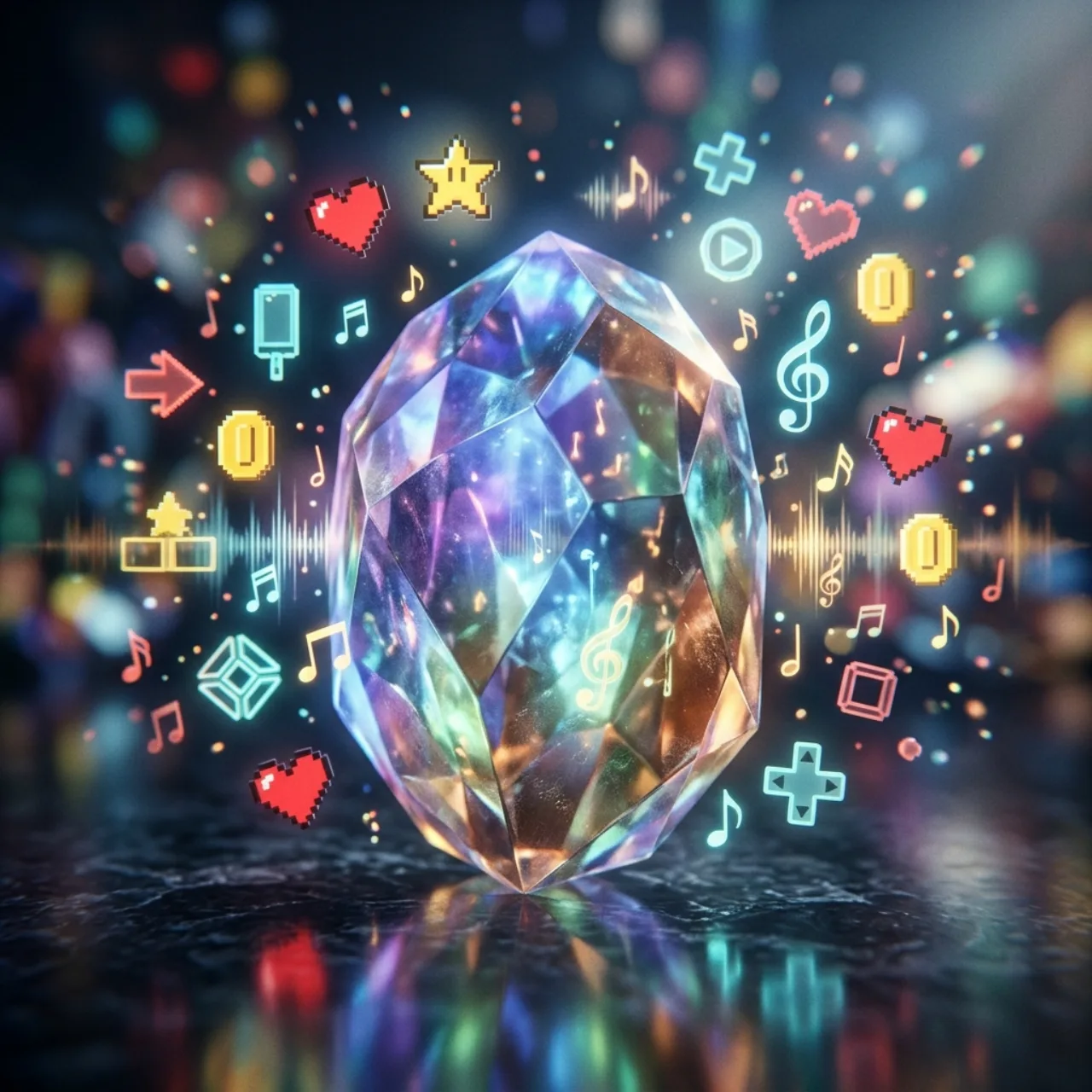 Capa do álbum “Final Fantasy 40th Anniversary: The Crystal Edition” com logo da série e cristal brilhante ao fundo
