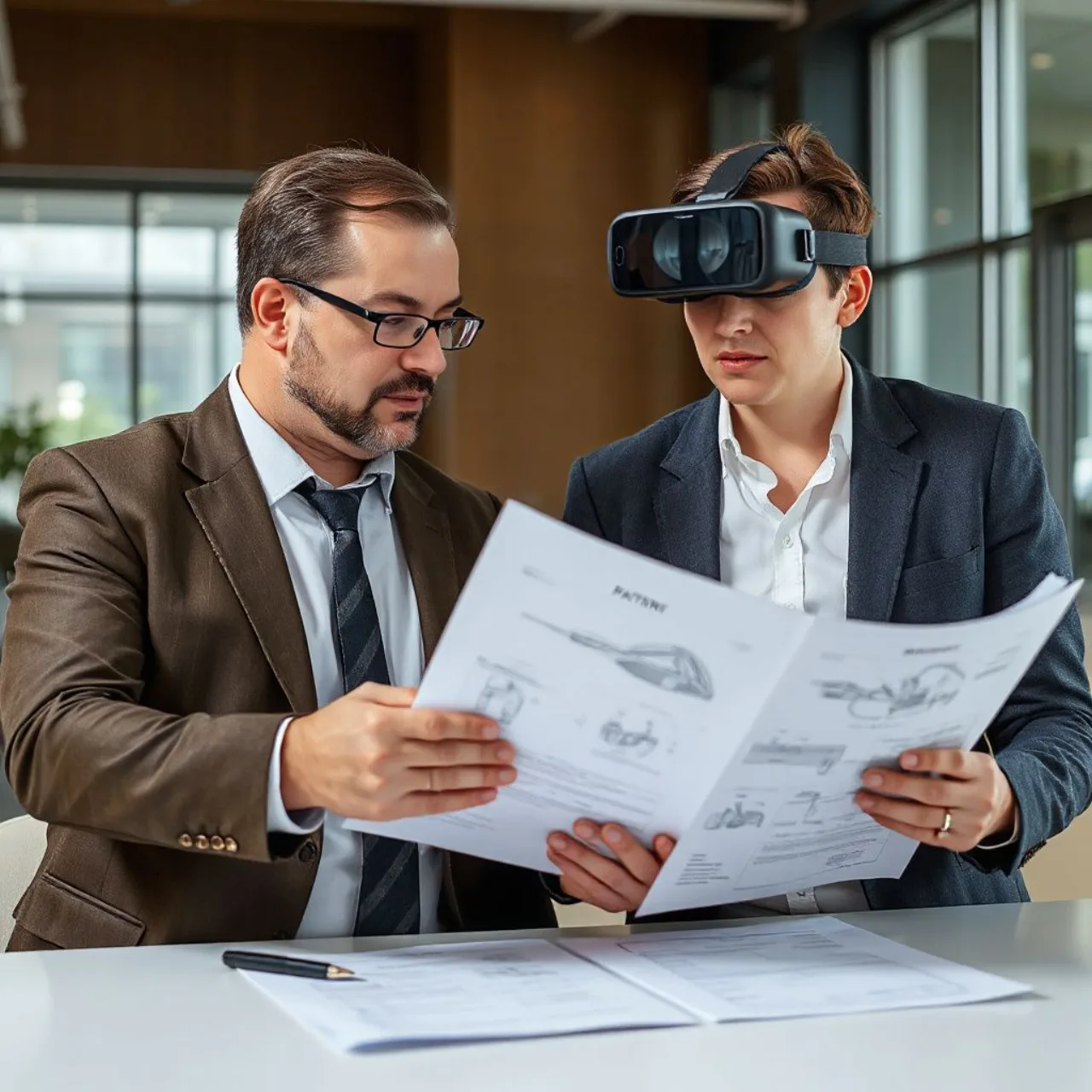 Logotipos da Sony e da Meta lado a lado, com um headset de realidade virtual entre eles