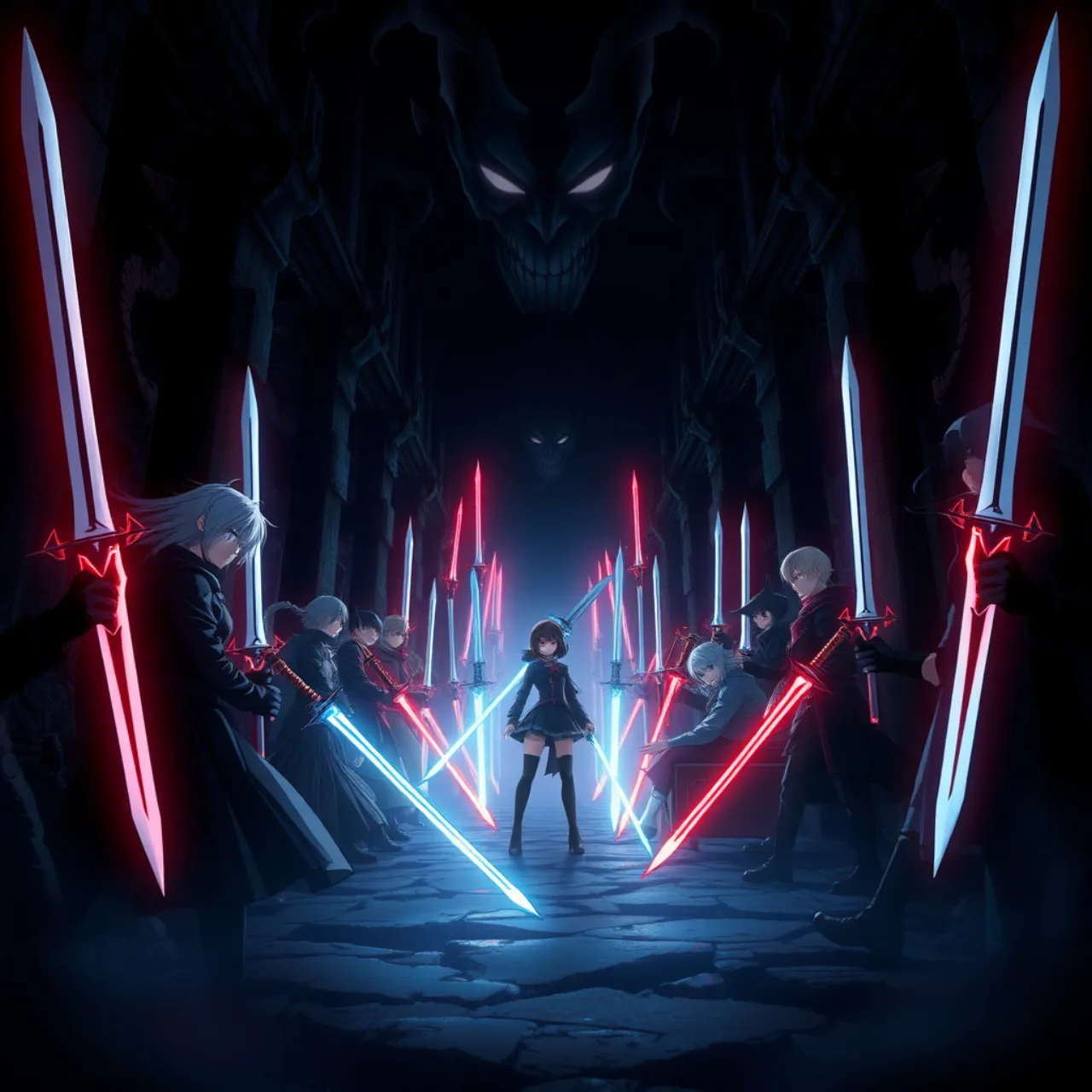 Um jovem em roupa esportiva faz agachamento ao lado de um pôster de “Demon Slayer: Infinity Castle Parte 2”