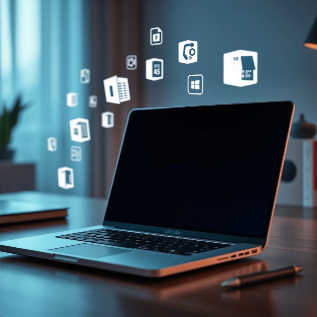 Profissional sentado, olhando preocupado para tela de Mac com ícone do Office apagado