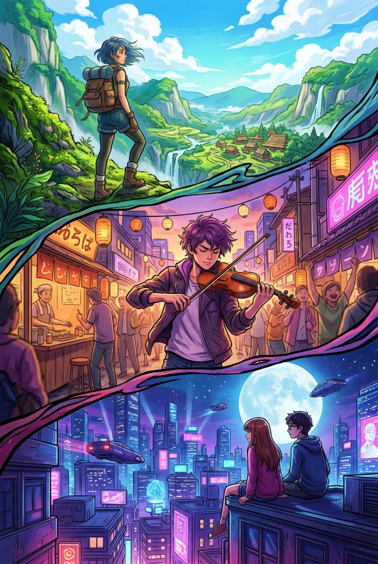 Personagem feminina de “Yoroshiku★Girl” em pose dinâmica, com o logo da Netflix ao fundo em estilo neon