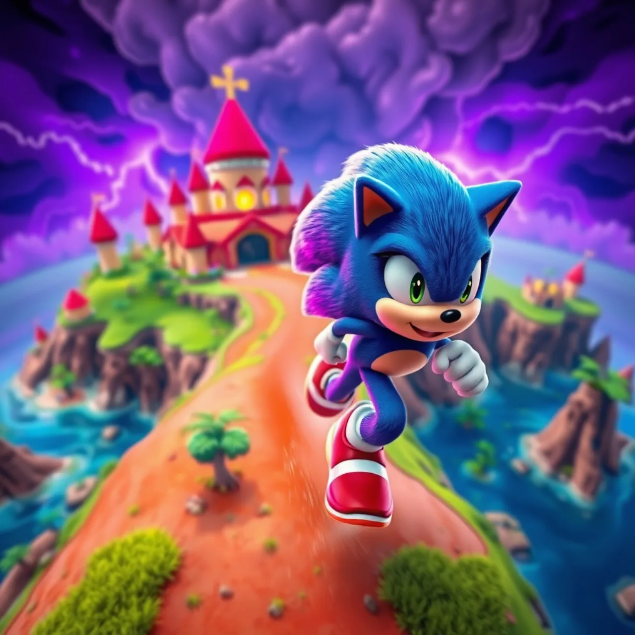Jovem em roupa esportiva faz agachamento segurando controle, com tela ao fundo exibindo Sonic correndo no Fortnite