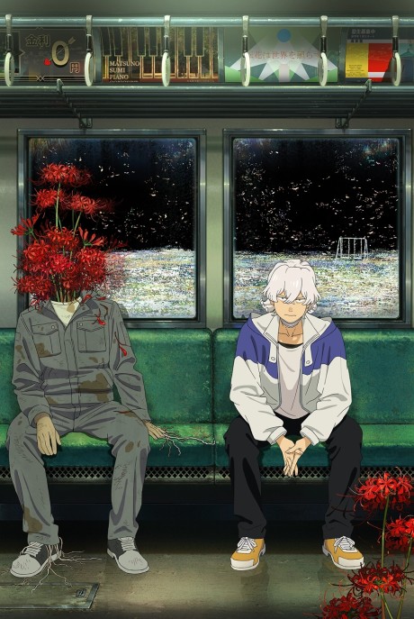 Jovem de camiseta de anime faz flexões segurando tablet com trailer da nova série anunciada
