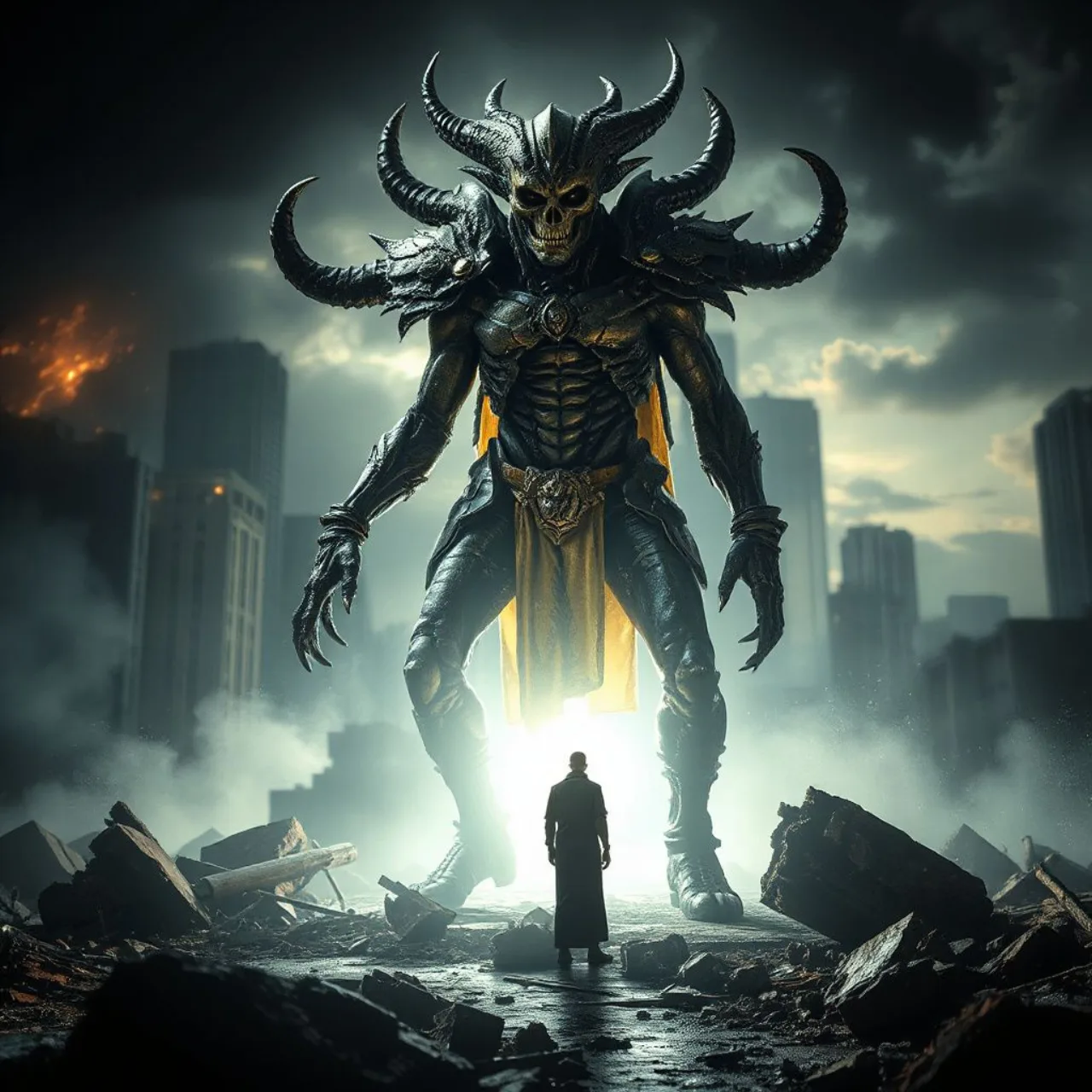 Apocalypse em armadura dourada, cercado por membros do X‑Factor, com o logo da série ao fundo