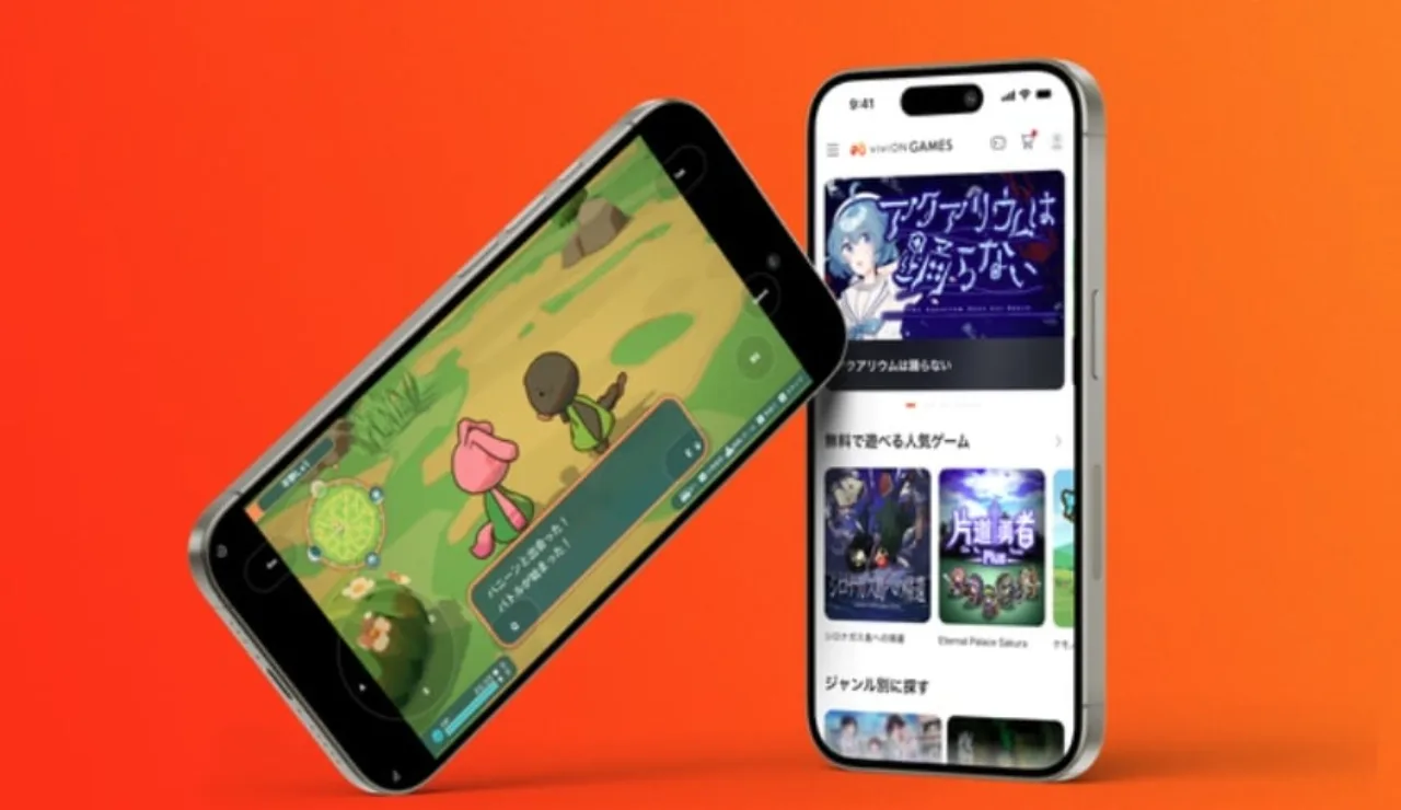 Jovem em leggings faz flexões segurando o celular com o app de cloud gaming aberto, ao lado um controle de console