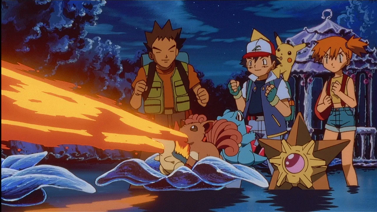 Jovem faz alongamento no tapete, segurando um controle de videogame com ícones de Pokémon ao fundo