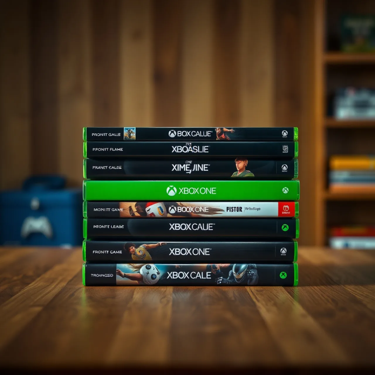 Jovem sentado no sofá, segurando o controle Xbox, ao lado de halteres, garrafa de água e snacks saudáveis