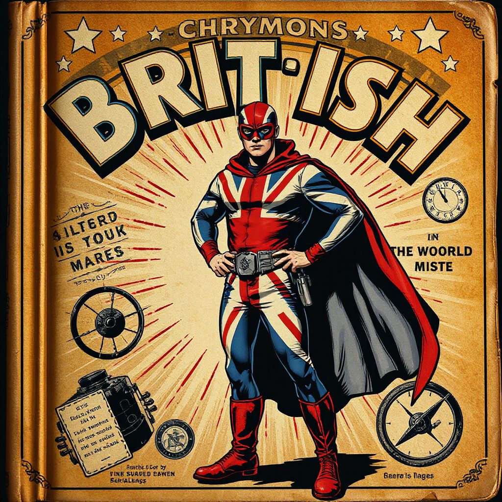 Capa do Special #1 mostra o Capitão Britain em traje azul e vermelho, com bandeira britânica ao fundo e selo de 50º aniversário