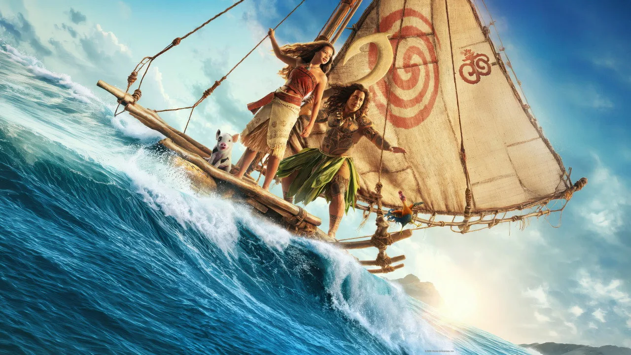Atleta segurando cartaz de Moana enquanto faz agachamento, ao fundo gráficos de bilheteria
