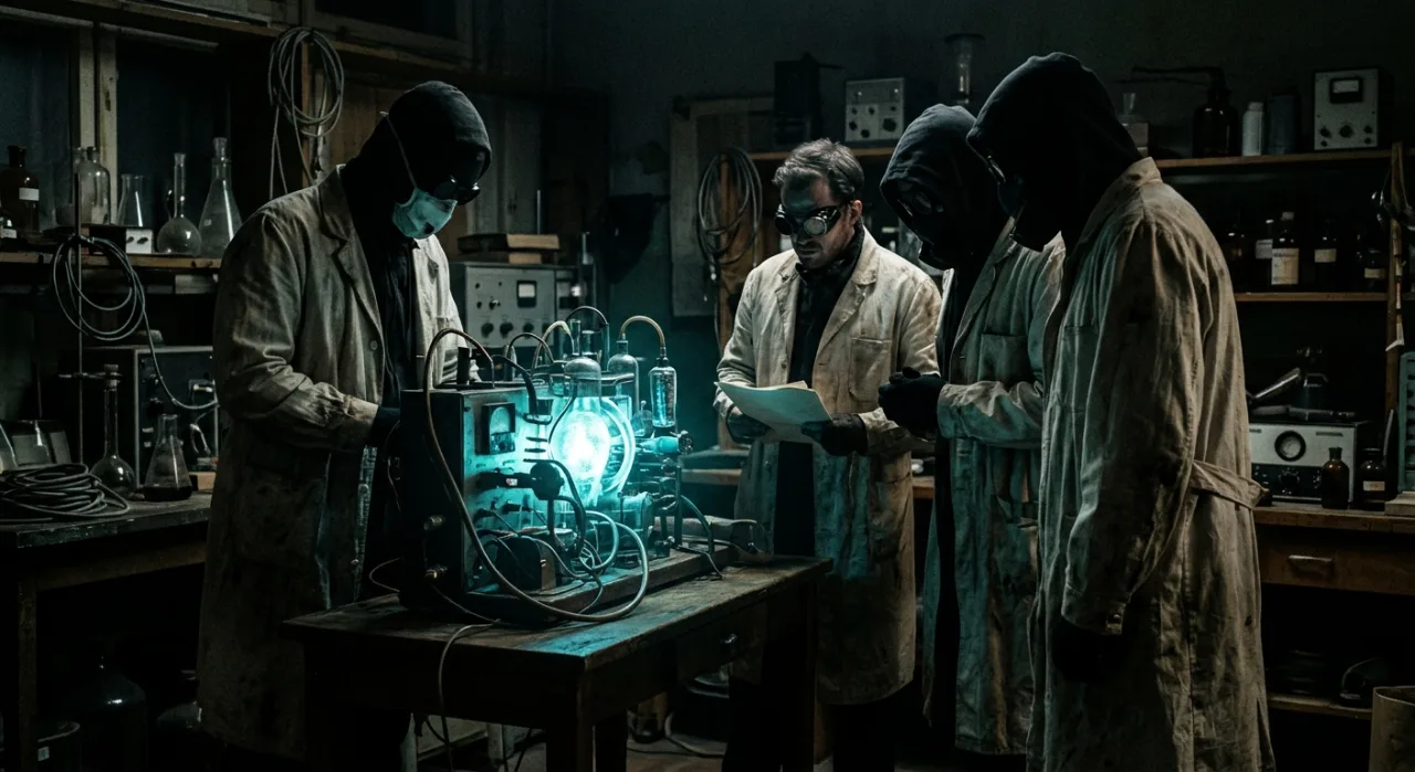 Os Quatro de Planetary posam em trajes sombrios, lembrando o Quarteto Fantástico, com o logo da DC ao fundo