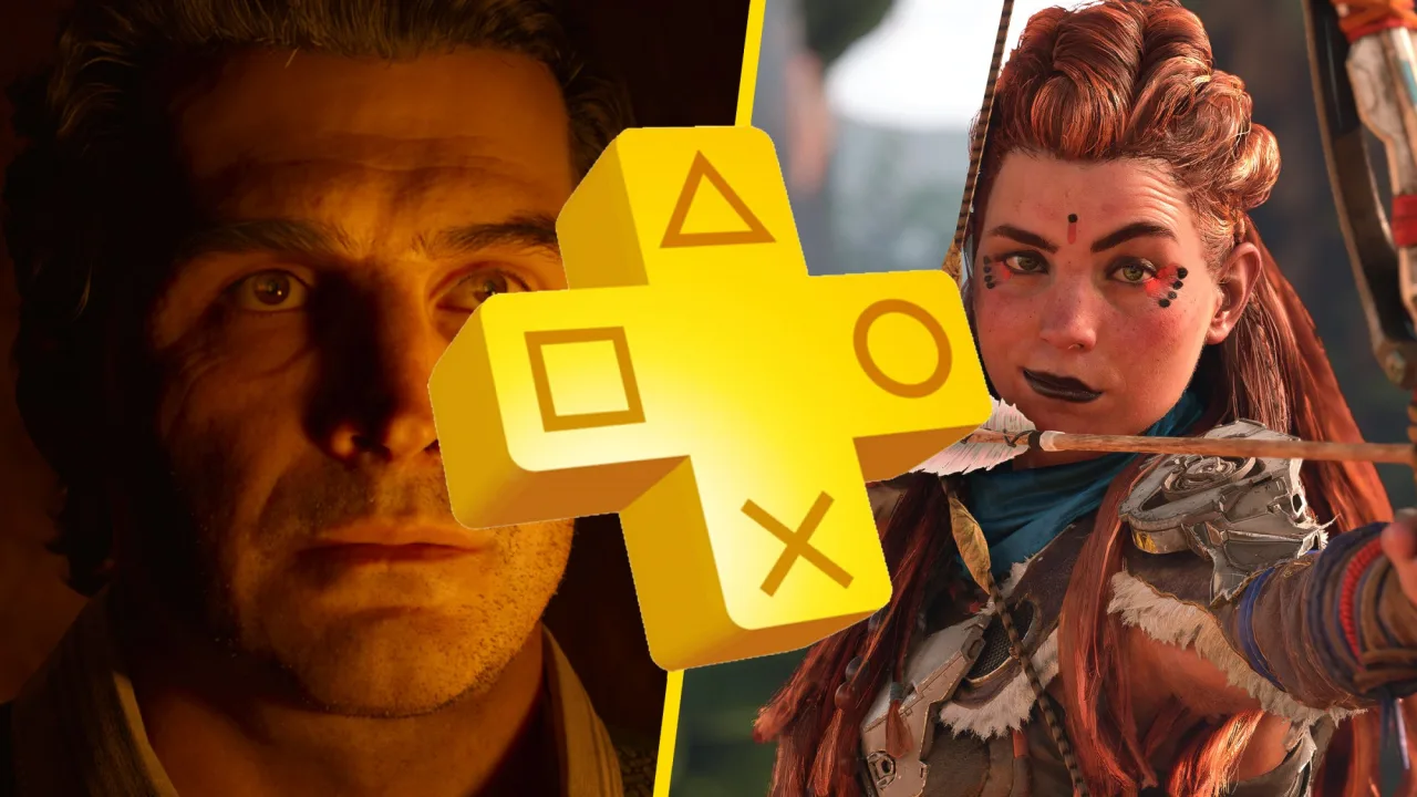 PlayStation Plus com capas de Dino Crisis 2, The Midnight Walk, Horizon Forbidden West, Mafia: The Old Country e Mycopunk