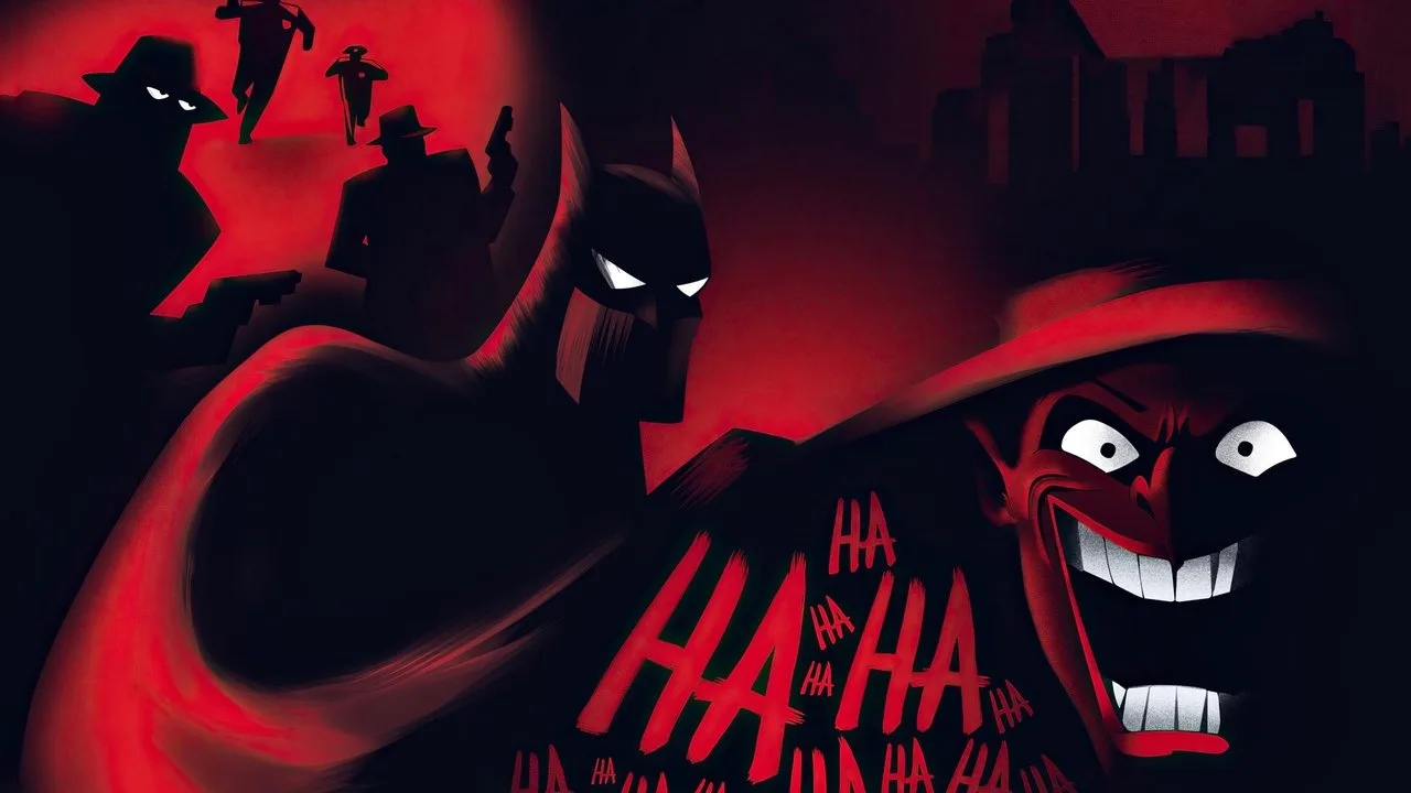 Uma pessoa vestindo camiseta do Batman levanta halteres ao lado de uma TV exibindo a série animada