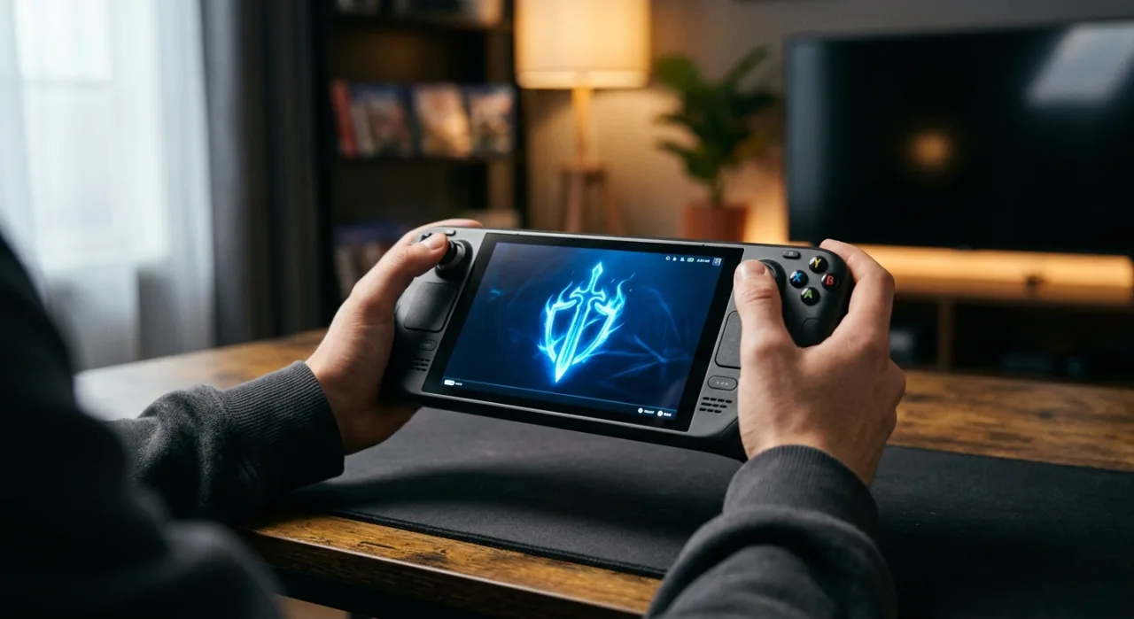 Steam Deck exibindo o logo da Xbox ao lado do ícone do Xodus Nexus na tela