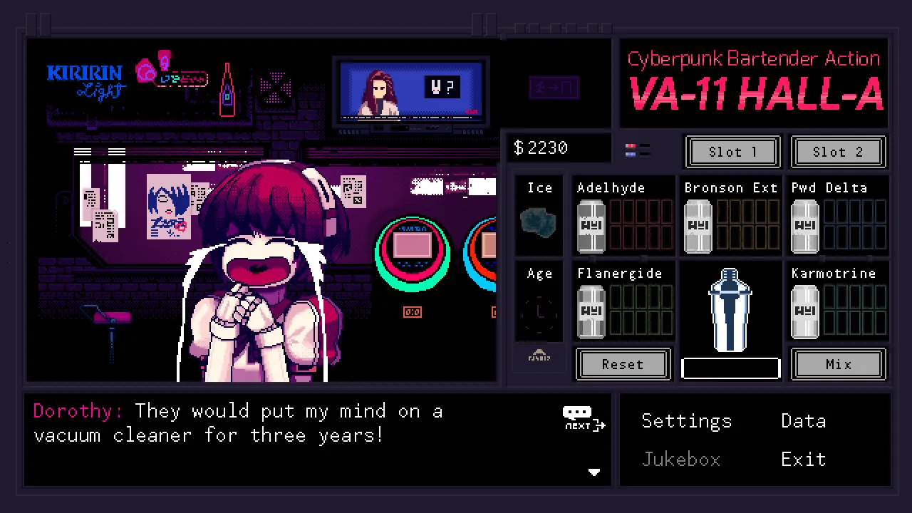 Cena do jogo VA-11 Hall-A