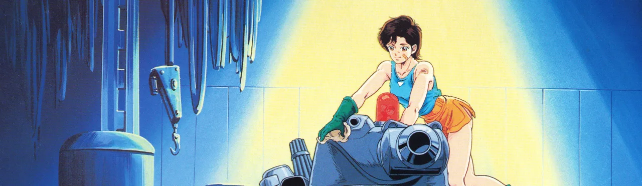 Jovem de camiseta de anime faz agachamento segurando halteres ao lado de um laptop aberto na cena do episódio 5