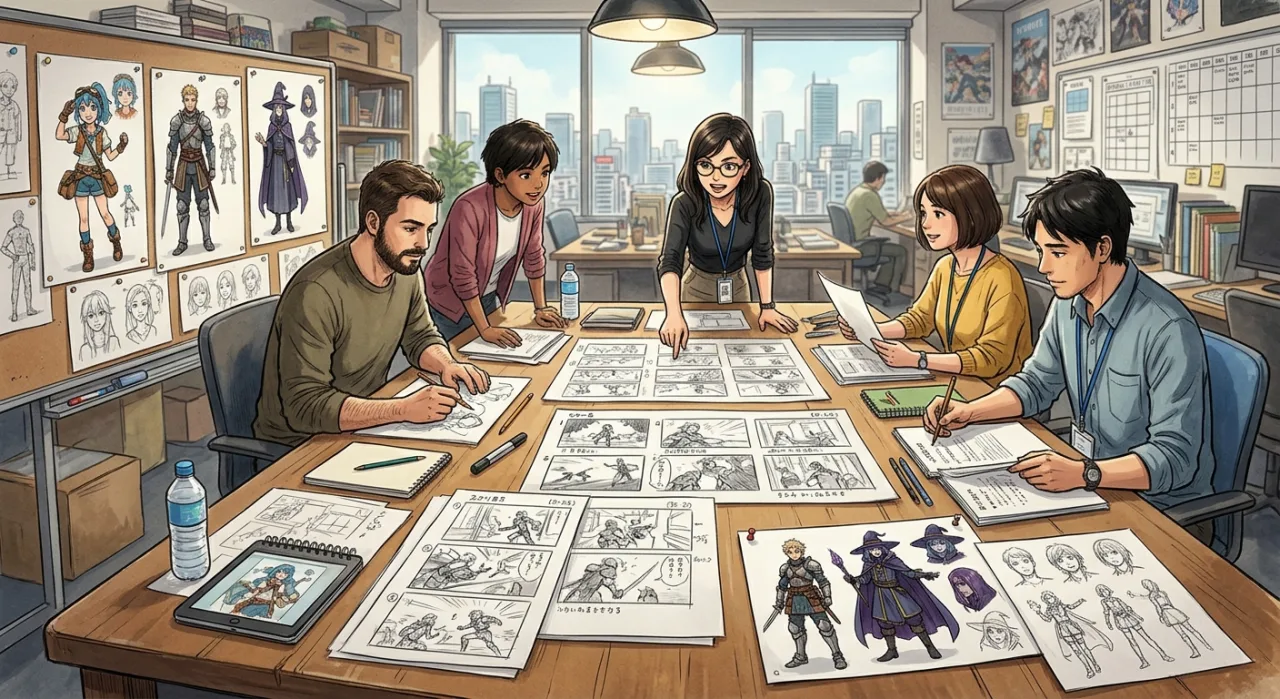 Kayden e os demais protagonistas de Eleceed em pose dinâmica, ao lado do logo da Crunchyroll e da data 'abril 2027
