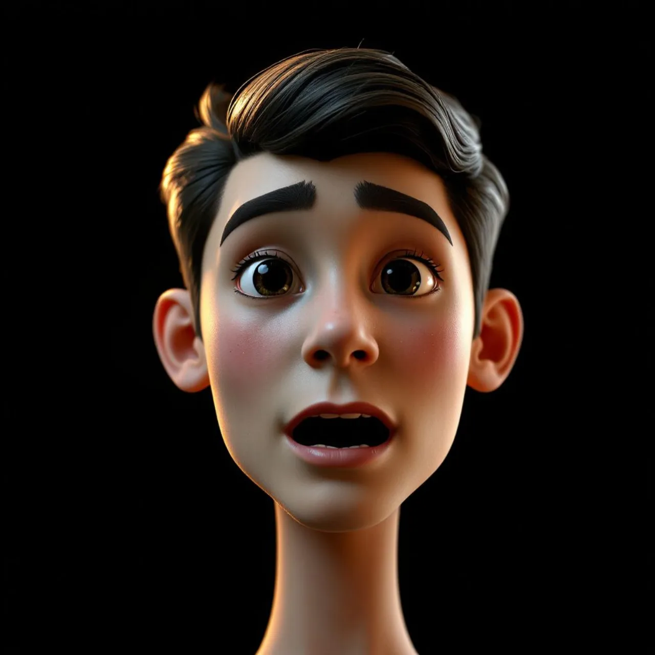 Avatar 3D com rosto animado, olhos brilhantes e sorriso, ao lado do logotipo Gemini da Google em fundo azul