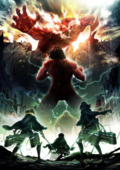 Atleta em camiseta do Survey Corps faz flexões ao lado de barra de proteína com logo de Attack on Titan