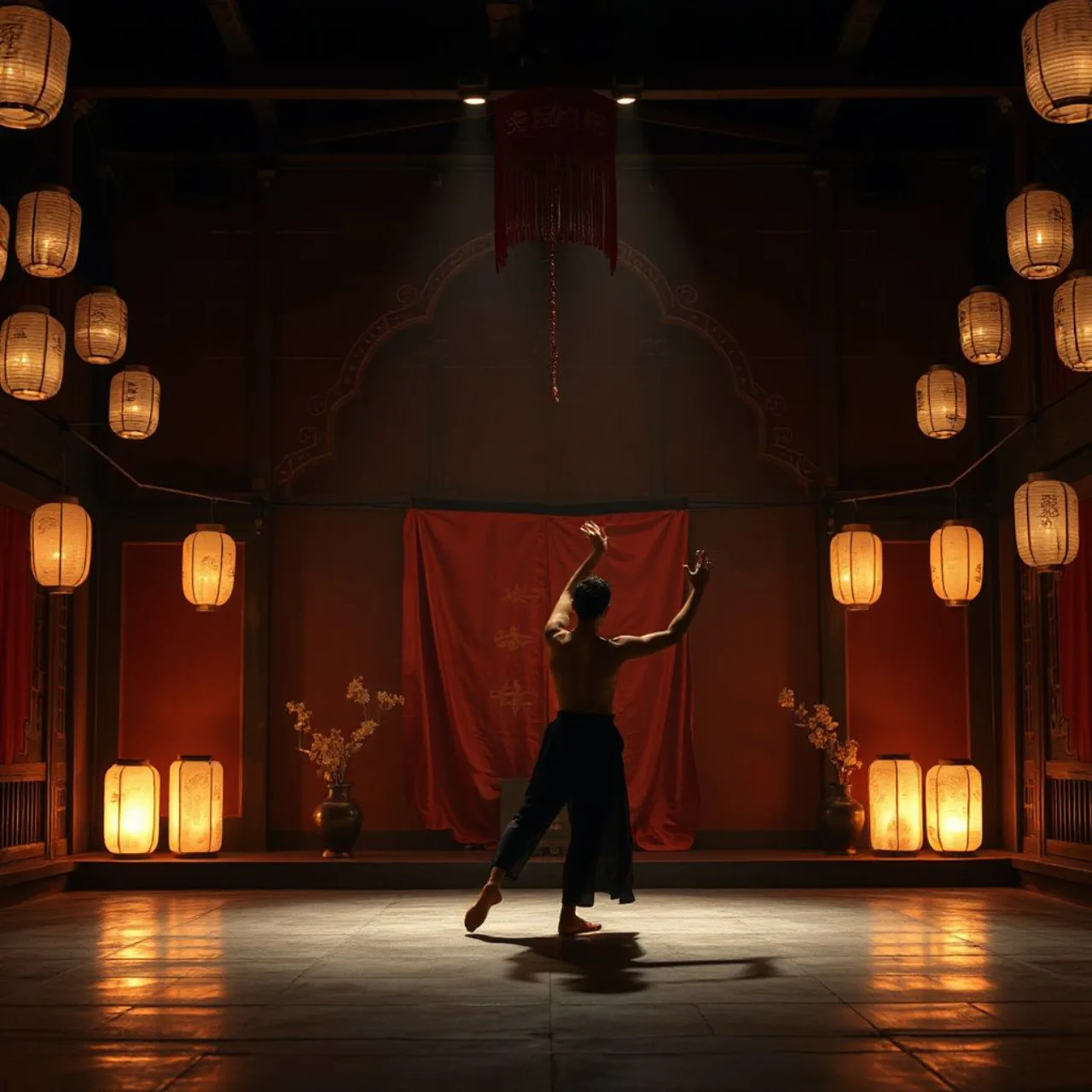 Oniyasha em pose pensativa sobre um palco iluminado, ao lado do logo de The World Is Dancing