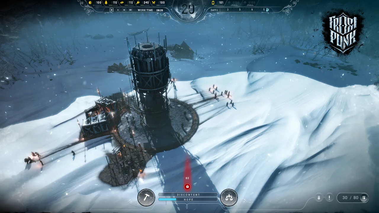 Cena do jogo Frostpunk