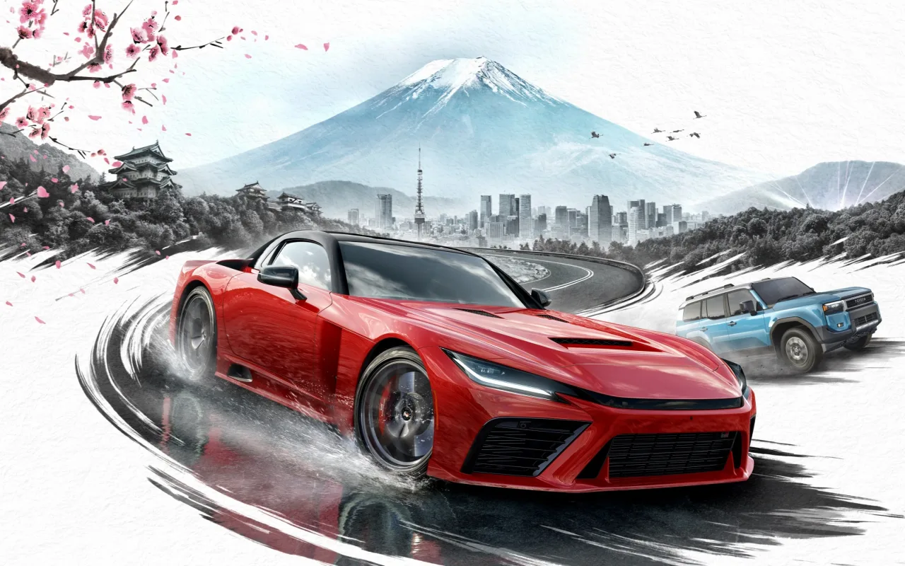 Jovem jogando Forza Horizon 6 no PS5, usando fone, enquanto faz alongamento de braços e tem garrafa d’água ao lado