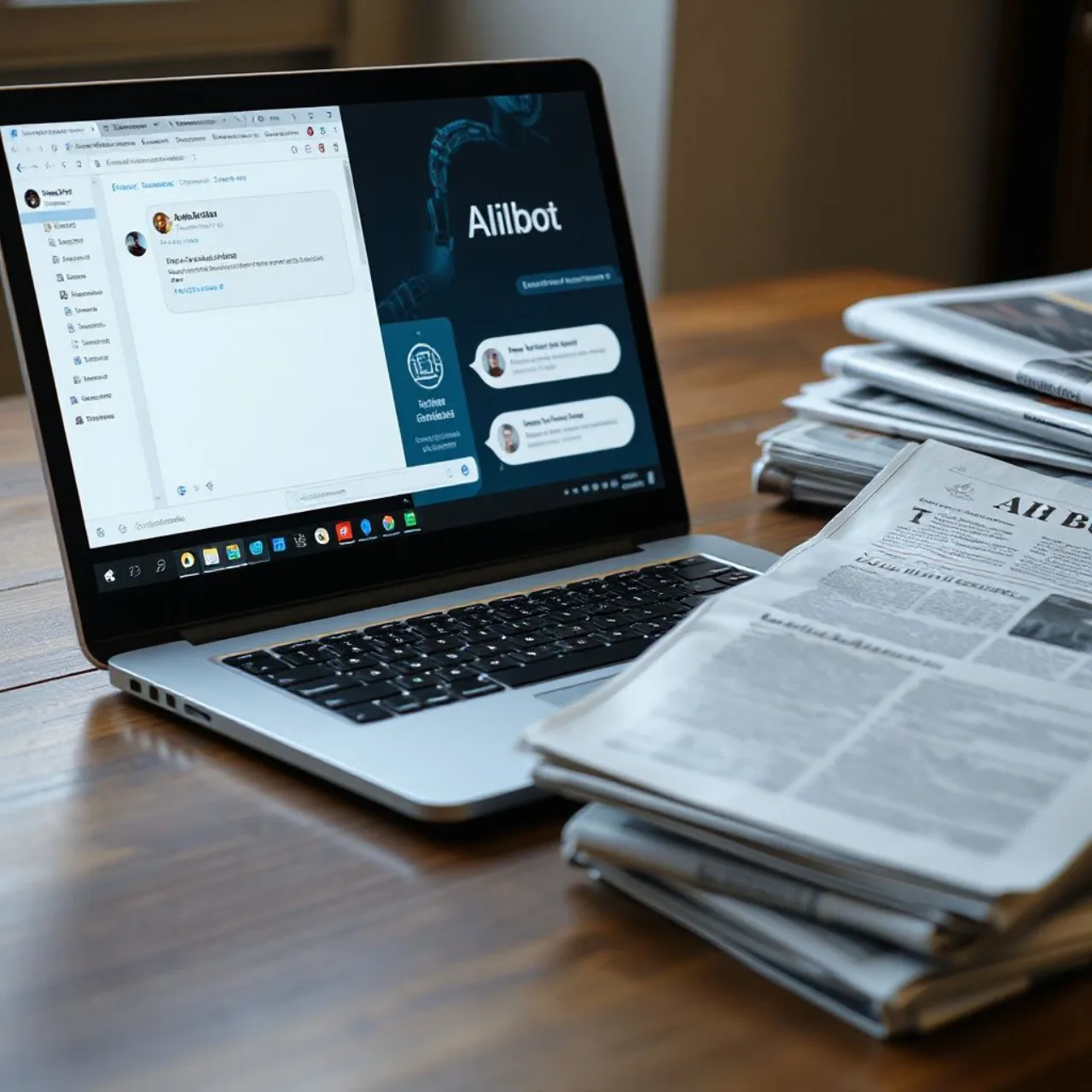 Pessoa correndo na esteira segurando tablet que exibe a página do New York Times ao lado de garrafa d'água
