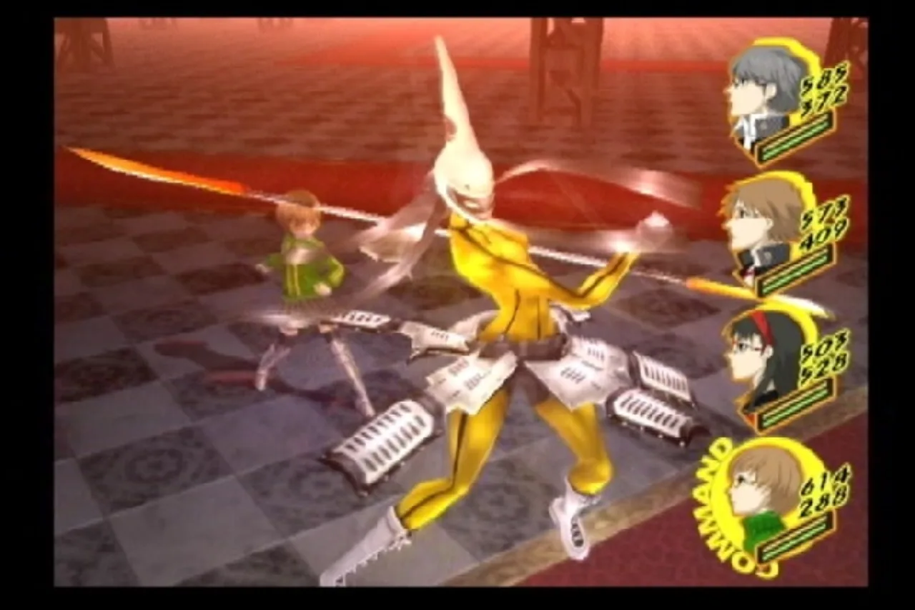 Jovem em roupa esportiva faz flexão ao lado de um laptop que exibe a abertura de Persona 4: The Animation