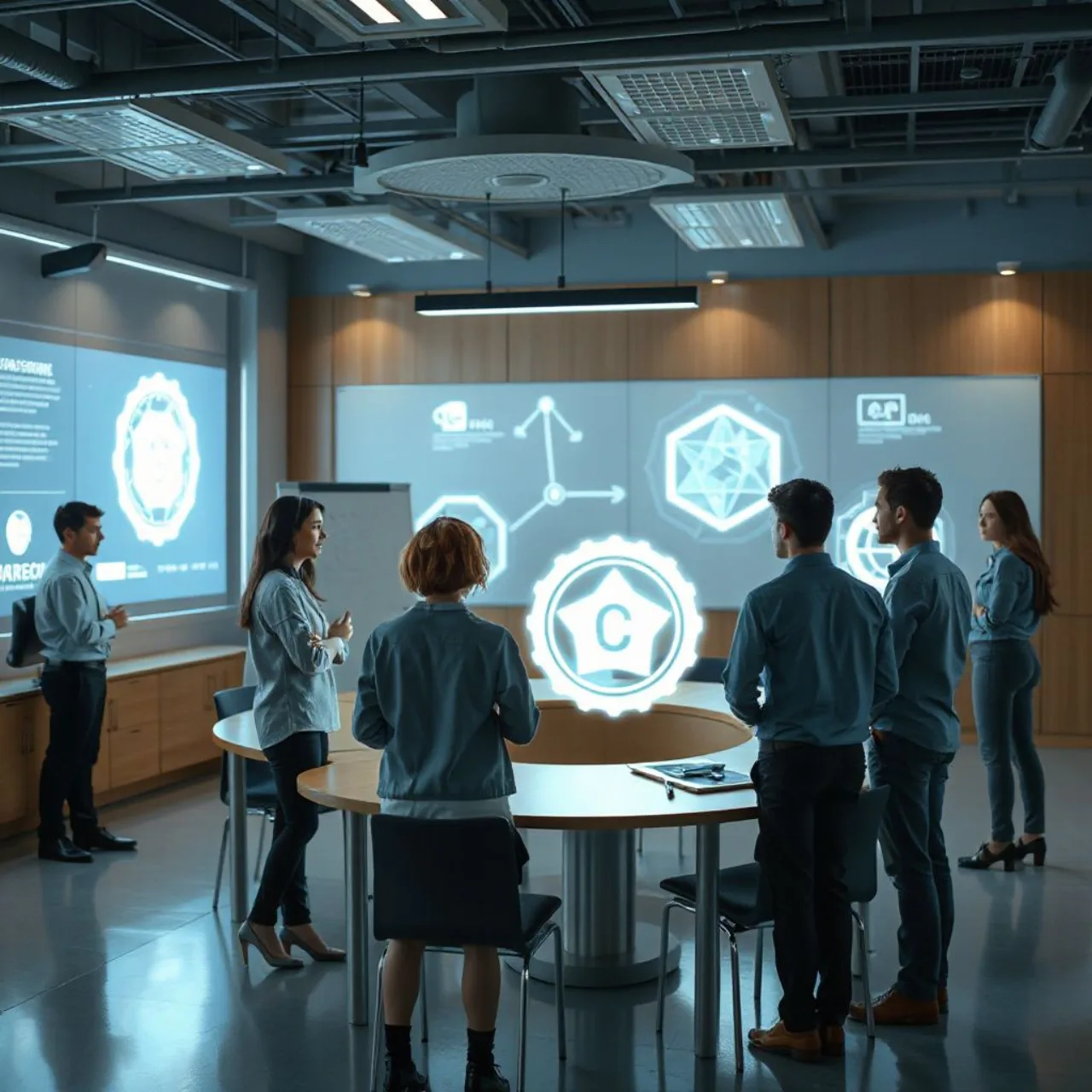 Logo da Andreessen Horowitz e banner da Horowitz Andreessen Academy ao fundo, com jovens em coworking