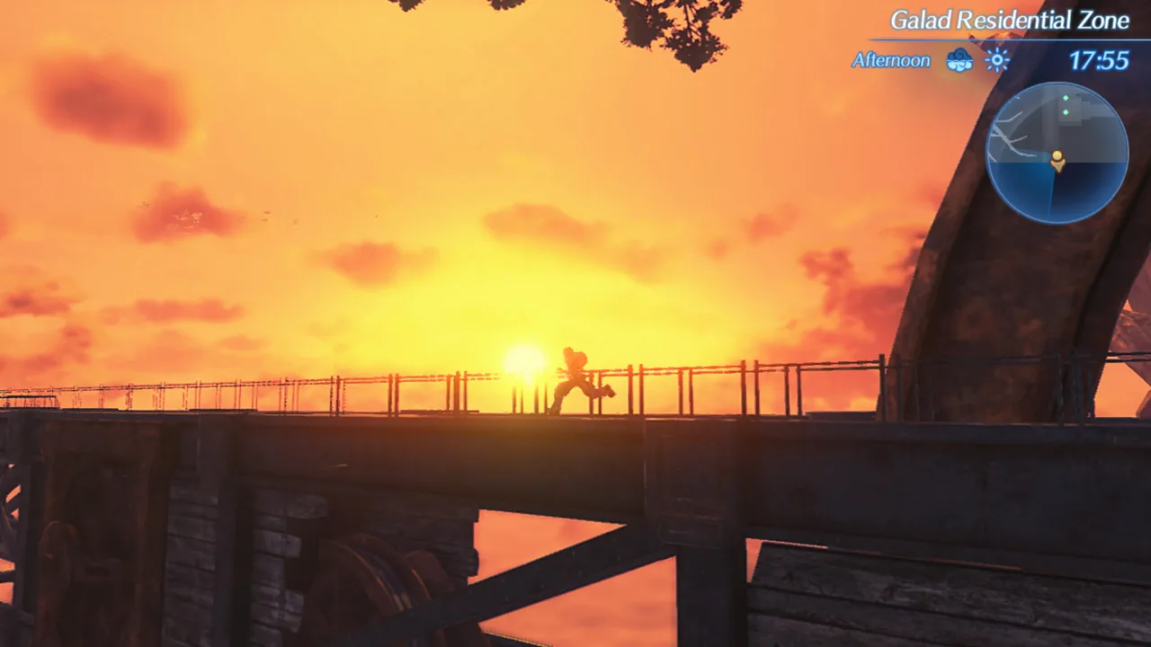 Jovem joga Xenoblade no Switch 2, faz agachamento com halteres verdes ao lado, suando levemente