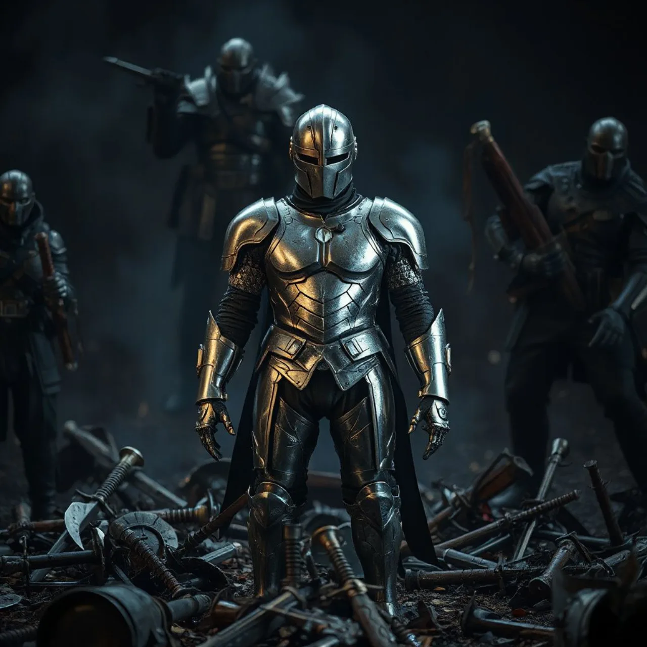 Iron Man ao centro, cercado por Doctor Doom, Loki, Ultron, Michael Korvac e Thanos, todos em pose ameaçadora