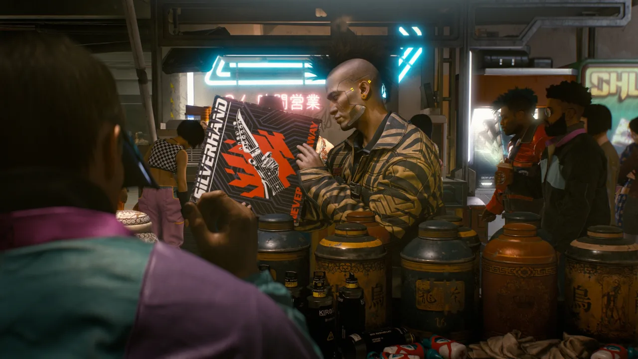 Jogador sentado, usando headset, levantando halteres ao lado de um console e pôster de The Witcher 4