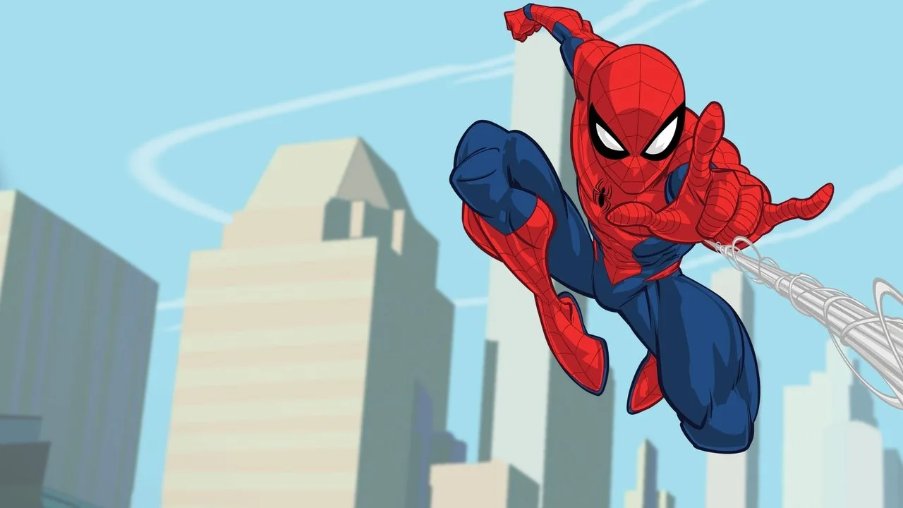 Jovem vestindo camiseta do Spider‑Man faz flexões em academia, ao fundo pôster do filme Brand New Day
