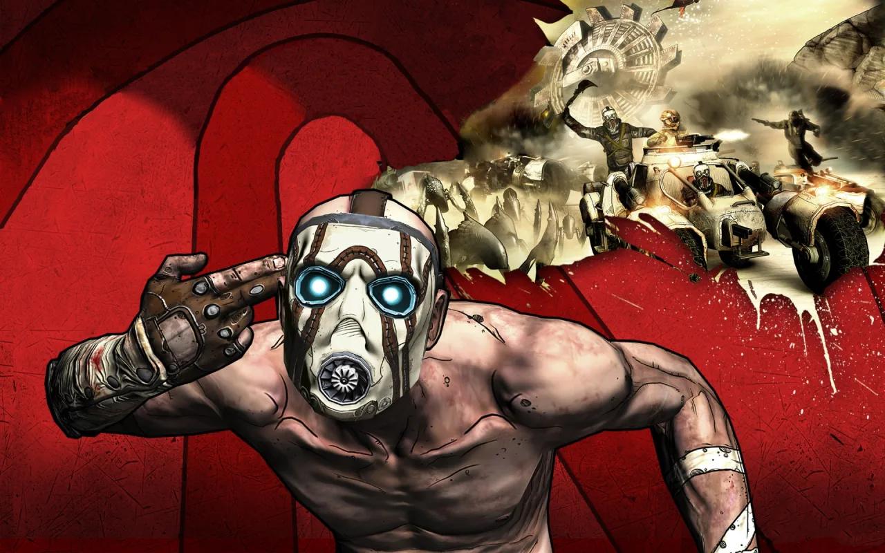 Jogador segurando controle enquanto faz agachamento com halteres ao lado de um poster de Borderlands