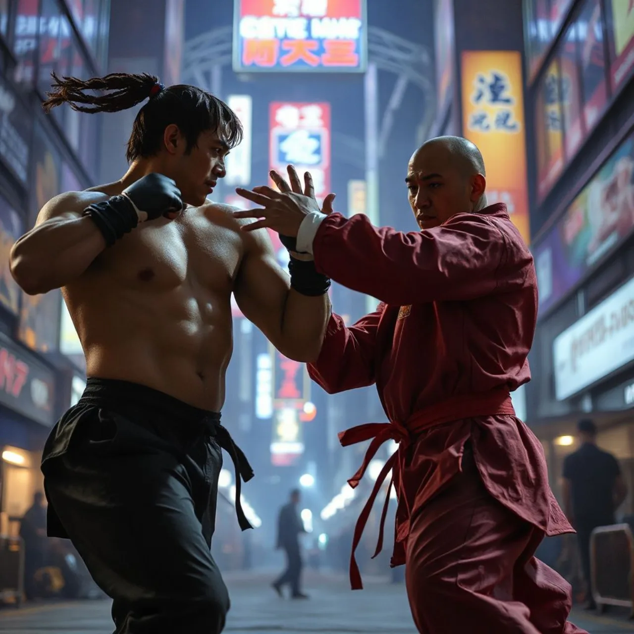 Retsu Kaioh em pose de samurai, cercado por sombras, com o logo da Netflix ao fundo