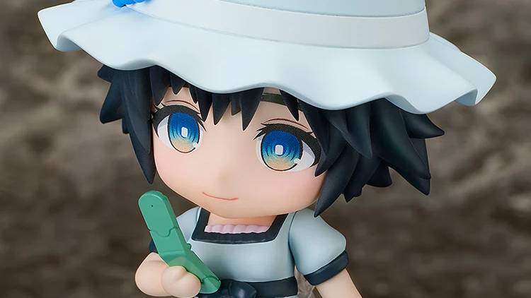 Mayuri Shiina 2.0 da Good Smile exibida em pose de laboratório, com seu traje rosa e acessórios da série Steins;Gate