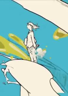 Zoro treinando com espada em academia, rodeado por halteres, garrafa d'água e barra de proteína