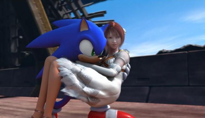 Jovem vestindo camiseta azul corre na esteira enquanto segura um controle retro do Sonic