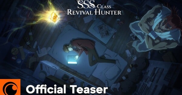 Protagonista empunhando espada em fundo futurista, com logo da série SSS-Class Revival Hunter e Crunchyroll