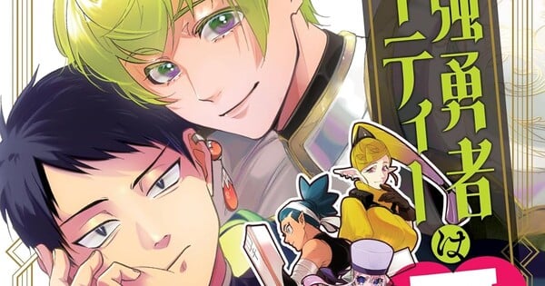 Jovem vestindo camiseta Studio Hearts faz agachamento ao lado de caixas de mangá e pôsteres de anime