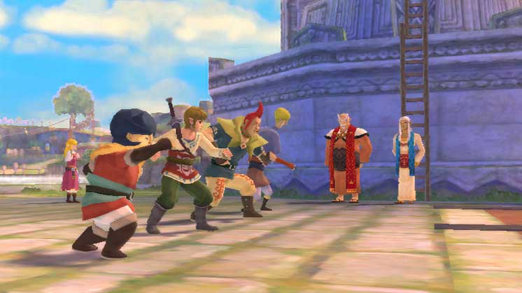 Jovem em camiseta da Zelda faz agachamento segurando o Switch, com garrafa d'água e tapete de yoga ao fundo