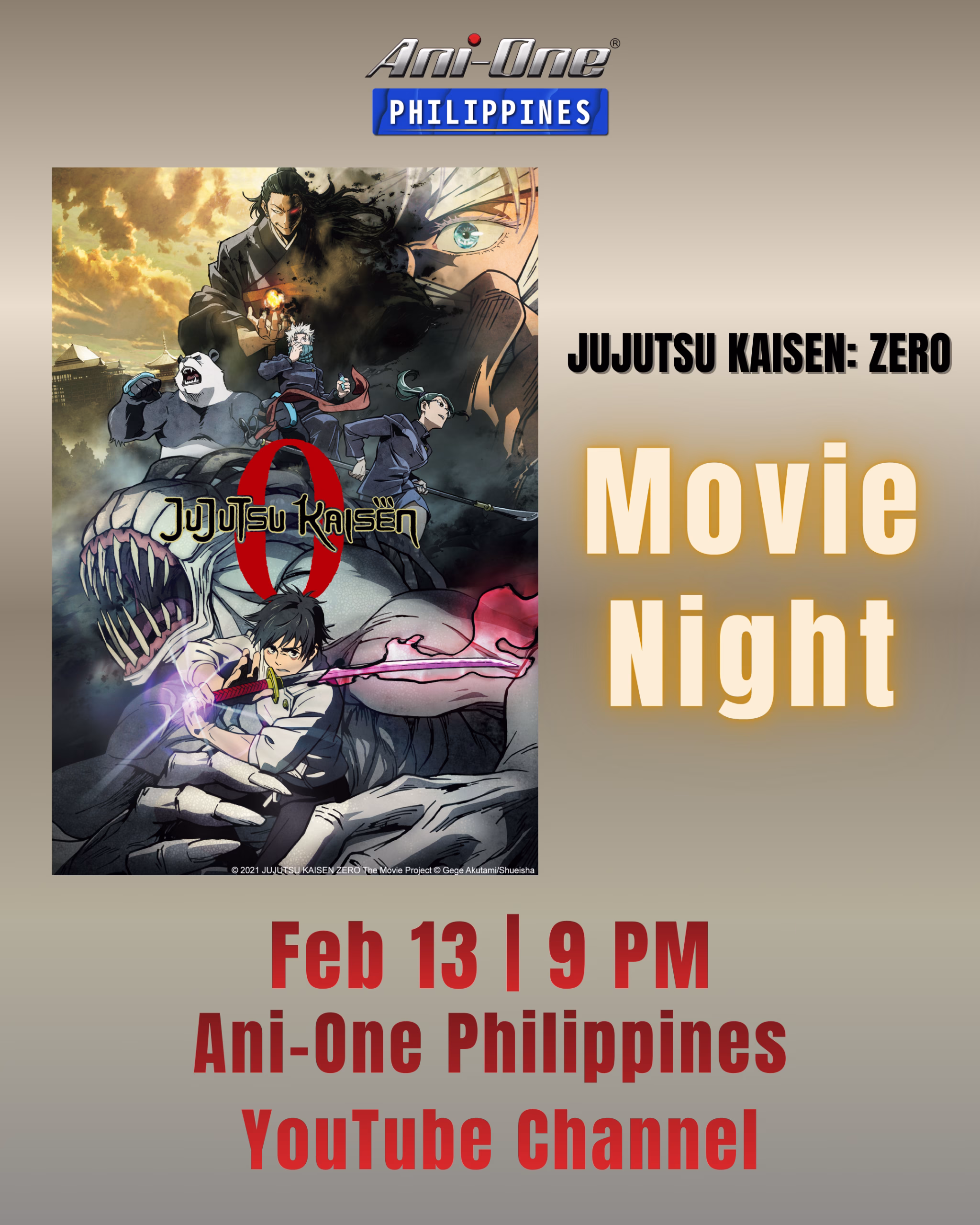 Ani-One Philippines Movie Night to Show JUJUTSU KAISEN 0 on February 13